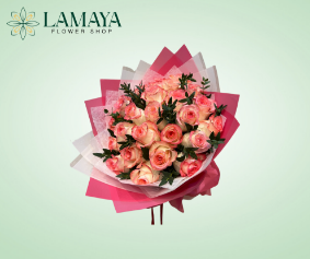 Picture of 2 Dozen Round China Rose Bouquet