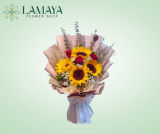 Picture of China Rose with Sunflower Bouquet